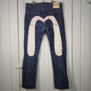 Evisu Daikock Jeans gold edition faded print